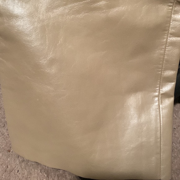 BNWOT 100% Leather fully lined Leather Pants, Size 14, beige color, no pockets. - Picture 5 of 16